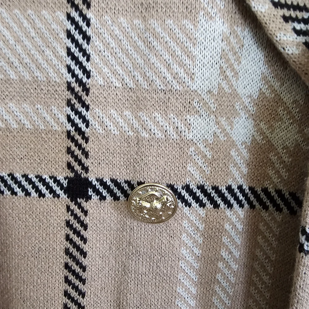 Anne Klein Beige Plaid Jacket Cardigan Size M - Picture 4 of 4